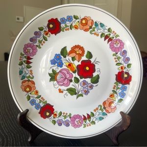 Kalocsa Hand Painted Porcelain Decorated Beautiful Wall Plate 9 1/2"